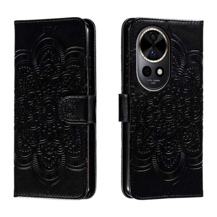 Sun Mandala Embossing Pattern Phone Leather Case, For Huawei Enjoy 70 Pro, For Huawei Enjoy 70, For Huawei Nova 12 Pro, For Huawei Nova 12