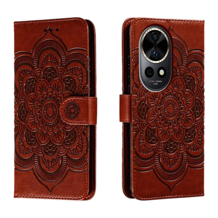 Sun Mandala Embossing Pattern Phone Leather Case, For Huawei Enjoy 70 Pro, For Huawei Enjoy 70, For Huawei Nova 12 Pro, For Huawei Nova 12