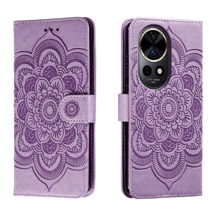 Sun Mandala Embossing Pattern Phone Leather Case, For Huawei Enjoy 70 Pro, For Huawei Enjoy 70, For Huawei Nova 12 Pro, For Huawei Nova 12