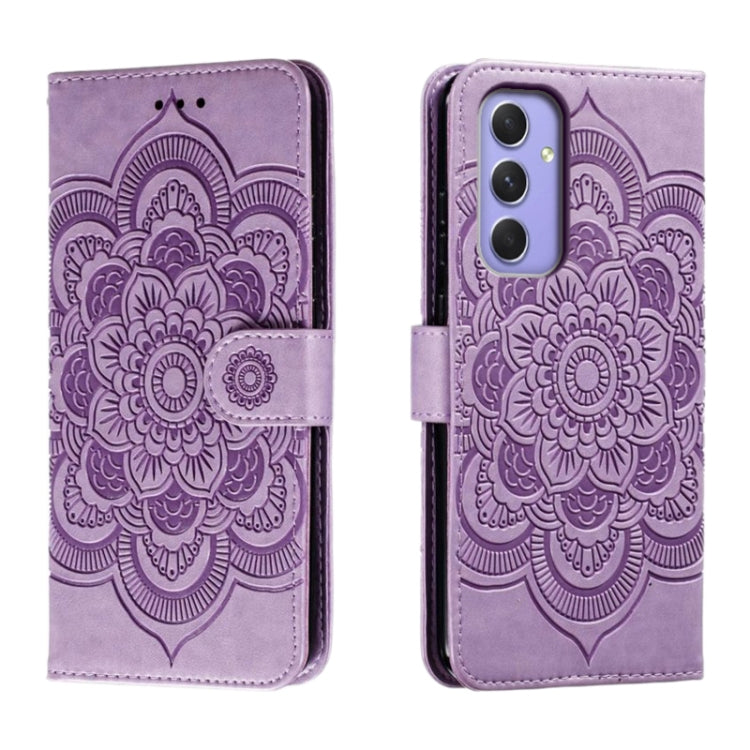 Sun Mandala Embossing Pattern Phone Leather Case, For Samsung Galaxy A55 5G, For Samsung Galaxy A35 5G, For Samsung Galaxy A05
