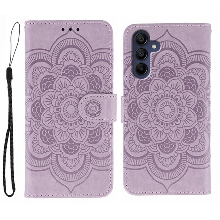 Sun Mandala Embossing Pattern Phone Leather Case, For Samsung Galaxy A06 4G / 5G / A07 5G, For Samsung Galaxy A56, For Samsung Galaxy A16 / A26, For Samsung Galaxy A36, For Samsung Galaxy A25, For Samsung Galaxy Xcover 7