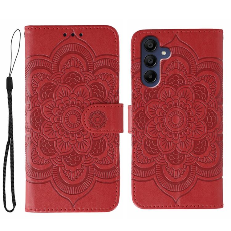 Sun Mandala Embossing Pattern Phone Leather Case, For Samsung Galaxy A06 4G / 5G / A07 5G, For Samsung Galaxy A56, For Samsung Galaxy A16 / A26, For Samsung Galaxy A36, For Samsung Galaxy A25, For Samsung Galaxy Xcover 7