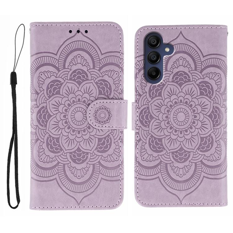 Sun Mandala Embossing Pattern Phone Leather Case, For Samsung Galaxy A06 4G / 5G / A07 5G, For Samsung Galaxy A56, For Samsung Galaxy A16 / A26, For Samsung Galaxy A36, For Samsung Galaxy A25, For Samsung Galaxy Xcover 7