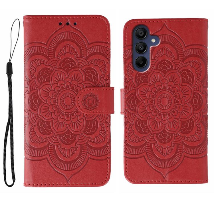 Sun Mandala Embossing Pattern Phone Leather Case, For Samsung Galaxy A06 4G / 5G / A07 5G, For Samsung Galaxy A56, For Samsung Galaxy A16 / A26, For Samsung Galaxy A36, For Samsung Galaxy A25, For Samsung Galaxy Xcover 7