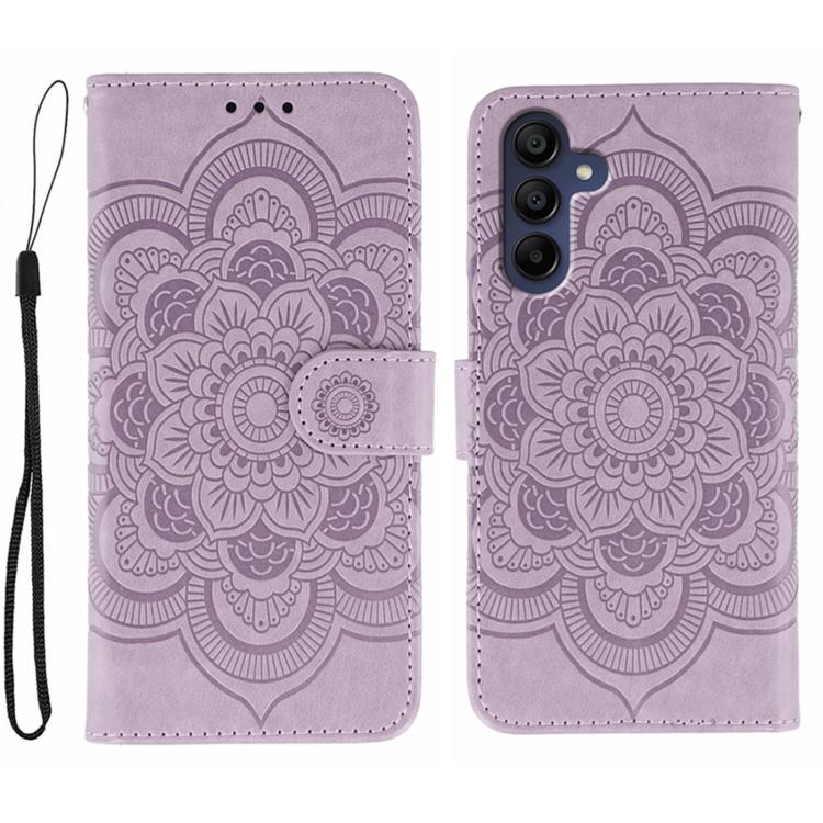 Sun Mandala Embossing Pattern Phone Leather Case, For Samsung Galaxy A06 4G / 5G / A07 5G, For Samsung Galaxy A56, For Samsung Galaxy A16 / A26, For Samsung Galaxy A36, For Samsung Galaxy A25, For Samsung Galaxy Xcover 7