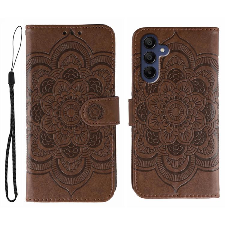 Sun Mandala Embossing Pattern Phone Leather Case, For Samsung Galaxy A06 4G / 5G / A07 5G, For Samsung Galaxy A56, For Samsung Galaxy A16 / A26, For Samsung Galaxy A36, For Samsung Galaxy A25, For Samsung Galaxy Xcover 7