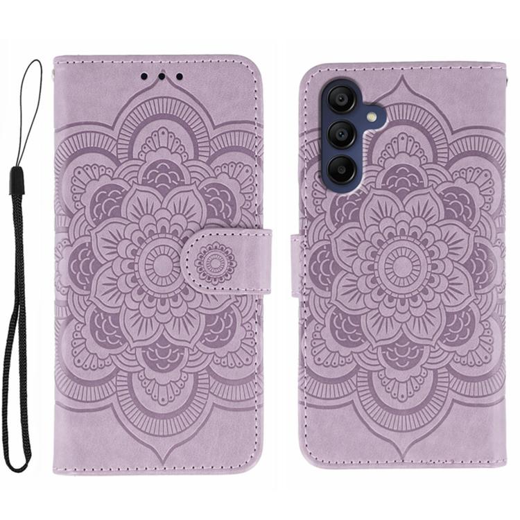 Sun Mandala Embossing Pattern Phone Leather Case, For Samsung Galaxy A06 4G / 5G / A07 5G, For Samsung Galaxy A56, For Samsung Galaxy A16 / A26, For Samsung Galaxy A36, For Samsung Galaxy A25, For Samsung Galaxy Xcover 7