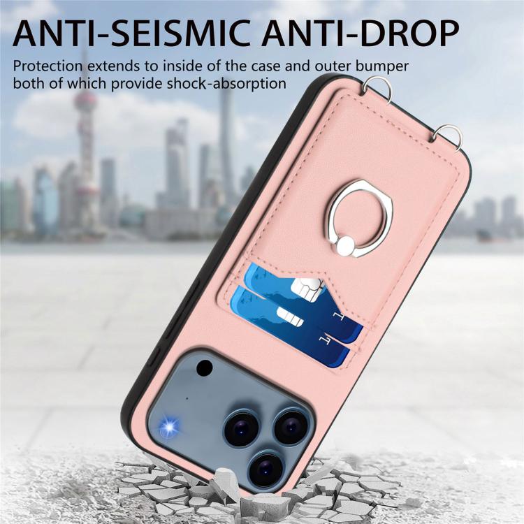 R20 Crossbody Rope Ring Card Holder Phone Case, For iPhone 18 Pro / 17 Pro, For iPhone 18 Pro Max / 17 Pro Max, For iPhone 17, For iPhone Air, For iPhone 15 Pro Max, For iPhone 15 Pro, For iPhone 15 Plus, For iPhone 15