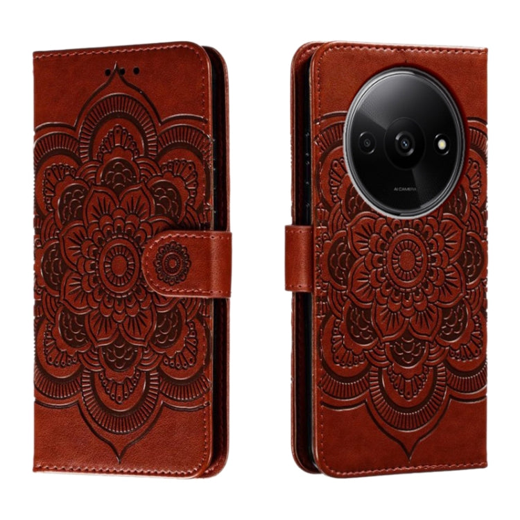 Sun Mandala Embossing Pattern Phone Leather Case, For Redmi A5 4G 171.7mm / Poco C71 4G, For Redmi Note 14 4G 164.84mm, For Redmi Note 14 Pro 4G / 5G / Note 14 Pro+, For Redmi Note14 4G 163.25mm, For Redmi Note 14 5G, For Xiaomi Redmi A3