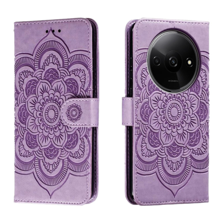 Sun Mandala Embossing Pattern Phone Leather Case, For Redmi A5 4G 171.7mm / Poco C71 4G, For Redmi Note 14 4G 164.84mm, For Redmi Note 14 Pro 4G / 5G / Note 14 Pro+, For Redmi Note14 4G 163.25mm, For Redmi Note 14 5G, For Xiaomi Redmi A3