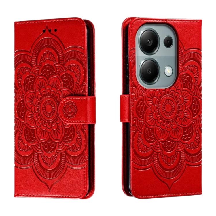 Sun Mandala Embossing Pattern Phone Leather Case, For Xiaomi Redmi Note 13 Pro 4G, For Xiaomi Redmi Note 13 4G, For Xiaomi Redmi K70E, For Xiaomi Redmi Note 13R Pro, For Xiaomi Redmi K70