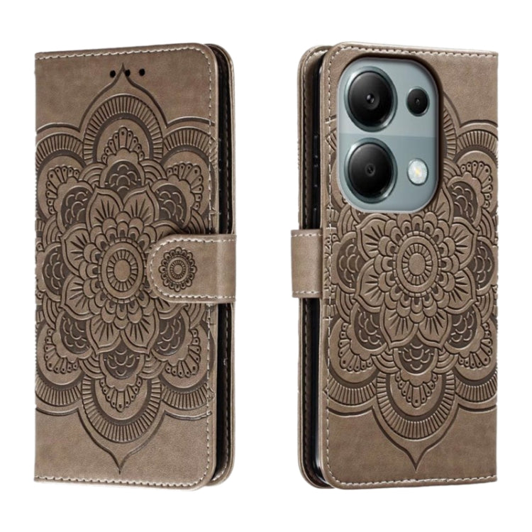 Sun Mandala Embossing Pattern Phone Leather Case, For Xiaomi Redmi Note 13 Pro 4G, For Xiaomi Redmi Note 13 4G, For Xiaomi Redmi K70E, For Xiaomi Redmi Note 13R Pro, For Xiaomi Redmi K70