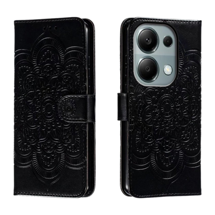Sun Mandala Embossing Pattern Phone Leather Case, For Xiaomi Redmi Note 13 Pro 4G, For Xiaomi Redmi Note 13 4G, For Xiaomi Redmi K70E, For Xiaomi Redmi Note 13R Pro, For Xiaomi Redmi K70