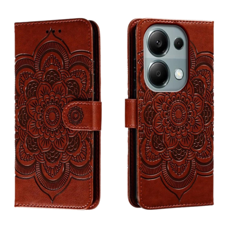 Sun Mandala Embossing Pattern Phone Leather Case, For Xiaomi Redmi Note 13 Pro 4G, For Xiaomi Redmi Note 13 4G, For Xiaomi Redmi K70E, For Xiaomi Redmi Note 13R Pro, For Xiaomi Redmi K70