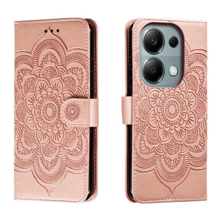 Sun Mandala Embossing Pattern Phone Leather Case, For Xiaomi Redmi Note 13 Pro 4G, For Xiaomi Redmi Note 13 4G, For Xiaomi Redmi K70E, For Xiaomi Redmi Note 13R Pro, For Xiaomi Redmi K70
