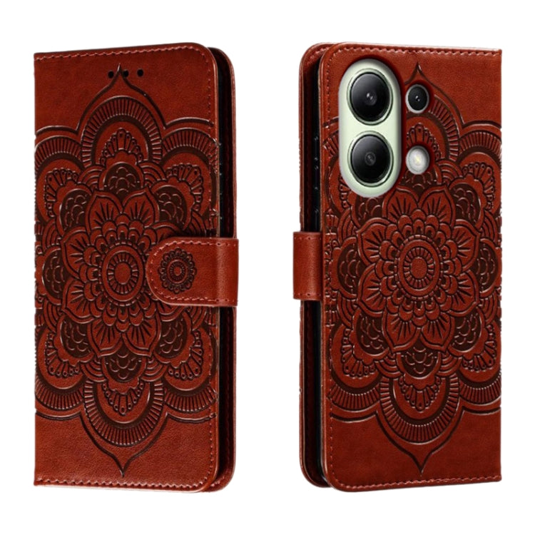 Sun Mandala Embossing Pattern Phone Leather Case, For Xiaomi Redmi Note 13 Pro 4G, For Xiaomi Redmi Note 13 4G, For Xiaomi Redmi K70E, For Xiaomi Redmi Note 13R Pro, For Xiaomi Redmi K70
