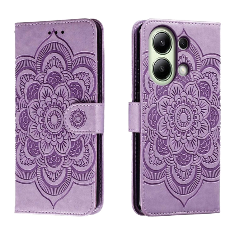 Sun Mandala Embossing Pattern Phone Leather Case, For Xiaomi Redmi Note 13 Pro 4G, For Xiaomi Redmi Note 13 4G, For Xiaomi Redmi K70E, For Xiaomi Redmi Note 13R Pro, For Xiaomi Redmi K70