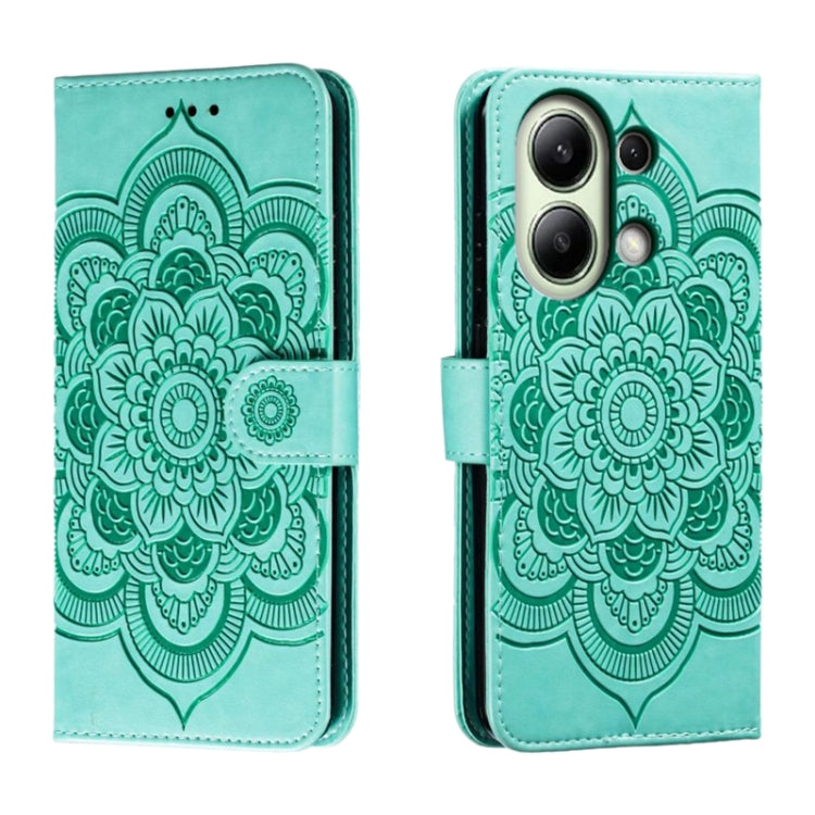 Sun Mandala Embossing Pattern Phone Leather Case, For Xiaomi Redmi Note 13 Pro 4G, For Xiaomi Redmi Note 13 4G, For Xiaomi Redmi K70E, For Xiaomi Redmi Note 13R Pro, For Xiaomi Redmi K70