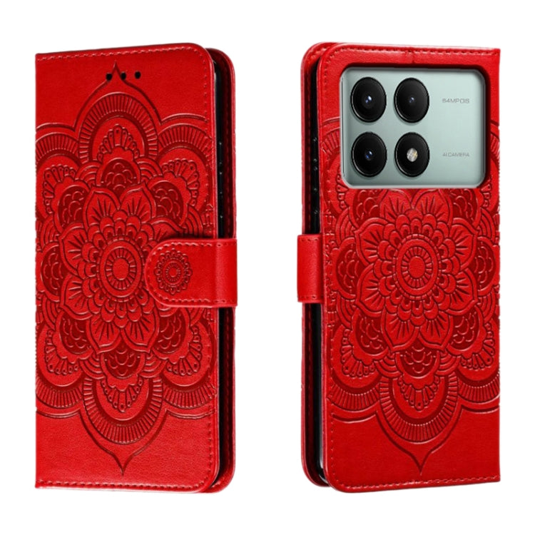 Sun Mandala Embossing Pattern Phone Leather Case, For Xiaomi Redmi Note 13 Pro 4G, For Xiaomi Redmi Note 13 4G, For Xiaomi Redmi K70E, For Xiaomi Redmi Note 13R Pro, For Xiaomi Redmi K70