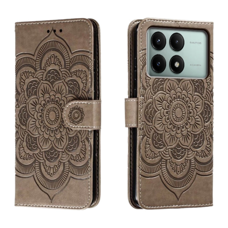 Sun Mandala Embossing Pattern Phone Leather Case, For Xiaomi Redmi Note 13 Pro 4G, For Xiaomi Redmi Note 13 4G, For Xiaomi Redmi K70E, For Xiaomi Redmi Note 13R Pro, For Xiaomi Redmi K70