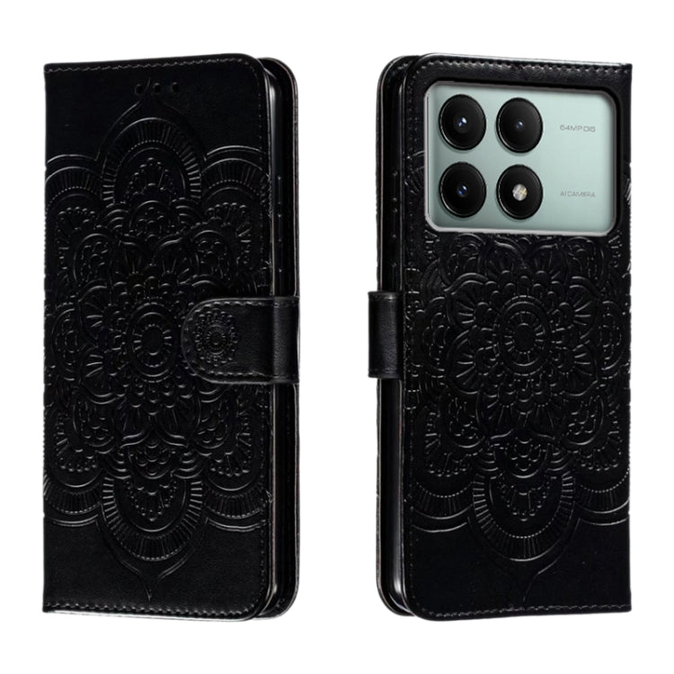 Sun Mandala Embossing Pattern Phone Leather Case, For Xiaomi Redmi Note 13 Pro 4G, For Xiaomi Redmi Note 13 4G, For Xiaomi Redmi K70E, For Xiaomi Redmi Note 13R Pro, For Xiaomi Redmi K70