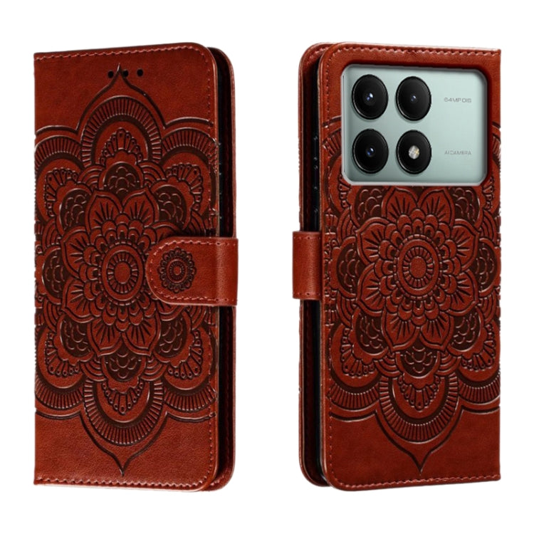 Sun Mandala Embossing Pattern Phone Leather Case, For Xiaomi Redmi Note 13 Pro 4G, For Xiaomi Redmi Note 13 4G, For Xiaomi Redmi K70E, For Xiaomi Redmi Note 13R Pro, For Xiaomi Redmi K70
