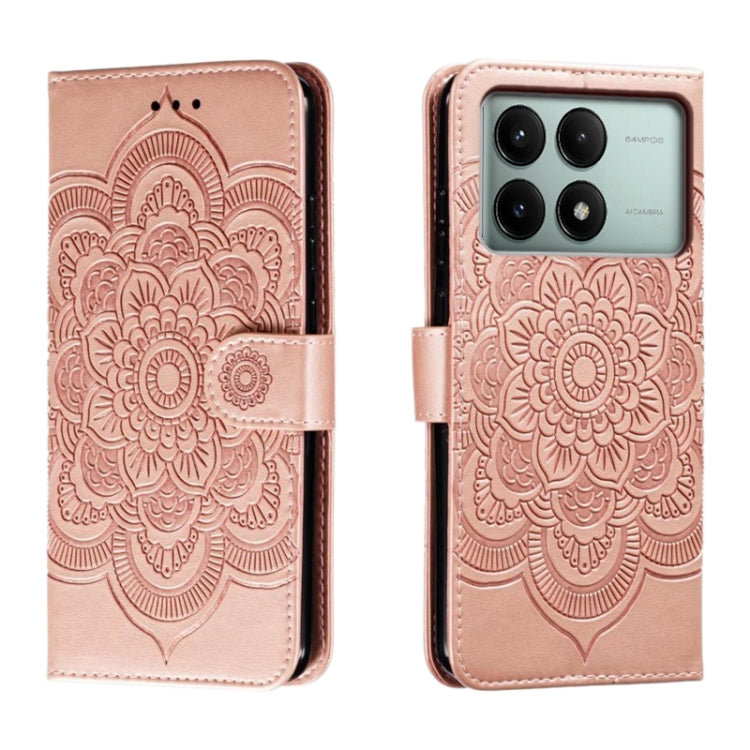 Sun Mandala Embossing Pattern Phone Leather Case, For Xiaomi Redmi Note 13 Pro 4G, For Xiaomi Redmi Note 13 4G, For Xiaomi Redmi K70E, For Xiaomi Redmi Note 13R Pro, For Xiaomi Redmi K70
