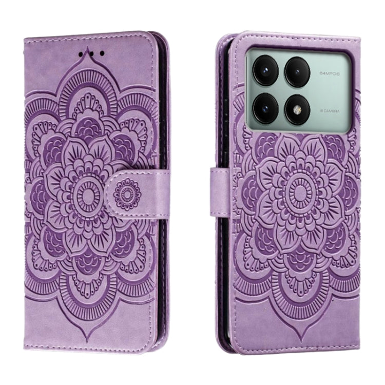 Sun Mandala Embossing Pattern Phone Leather Case, For Xiaomi Redmi Note 13 Pro 4G, For Xiaomi Redmi Note 13 4G, For Xiaomi Redmi K70E, For Xiaomi Redmi Note 13R Pro, For Xiaomi Redmi K70