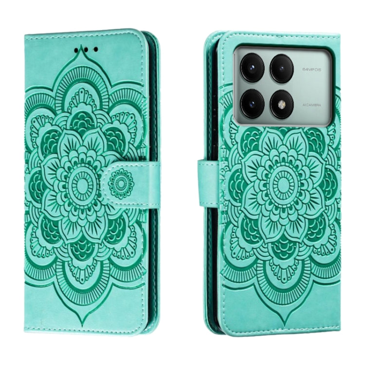Sun Mandala Embossing Pattern Phone Leather Case, For Xiaomi Redmi Note 13 Pro 4G, For Xiaomi Redmi Note 13 4G, For Xiaomi Redmi K70E, For Xiaomi Redmi Note 13R Pro, For Xiaomi Redmi K70