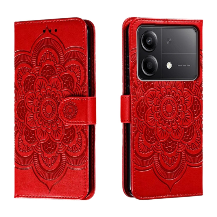 Sun Mandala Embossing Pattern Phone Leather Case, For Xiaomi Redmi Note 13 Pro 4G, For Xiaomi Redmi Note 13 4G, For Xiaomi Redmi K70E, For Xiaomi Redmi Note 13R Pro, For Xiaomi Redmi K70