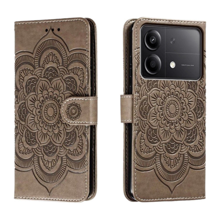 Sun Mandala Embossing Pattern Phone Leather Case, For Xiaomi Redmi Note 13 Pro 4G, For Xiaomi Redmi Note 13 4G, For Xiaomi Redmi K70E, For Xiaomi Redmi Note 13R Pro, For Xiaomi Redmi K70