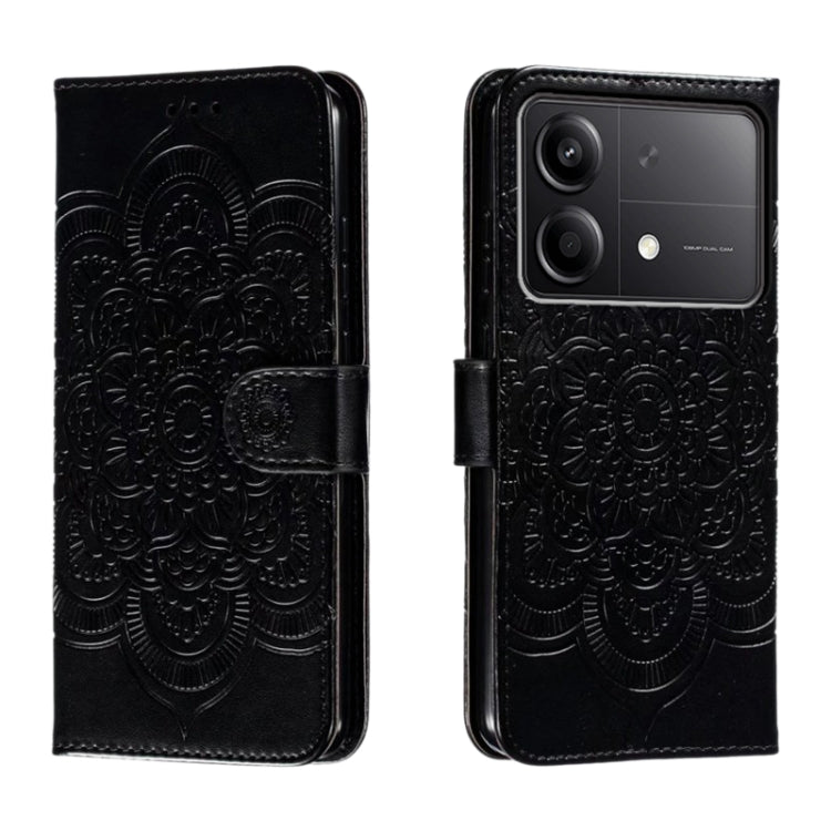 Sun Mandala Embossing Pattern Phone Leather Case, For Xiaomi Redmi Note 13 Pro 4G, For Xiaomi Redmi Note 13 4G, For Xiaomi Redmi K70E, For Xiaomi Redmi Note 13R Pro, For Xiaomi Redmi K70
