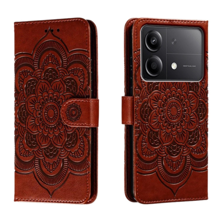 Sun Mandala Embossing Pattern Phone Leather Case, For Xiaomi Redmi Note 13 Pro 4G, For Xiaomi Redmi Note 13 4G, For Xiaomi Redmi K70E, For Xiaomi Redmi Note 13R Pro, For Xiaomi Redmi K70