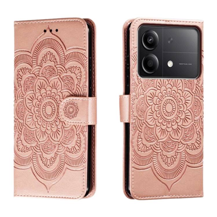 Sun Mandala Embossing Pattern Phone Leather Case, For Xiaomi Redmi Note 13 Pro 4G, For Xiaomi Redmi Note 13 4G, For Xiaomi Redmi K70E, For Xiaomi Redmi Note 13R Pro, For Xiaomi Redmi K70