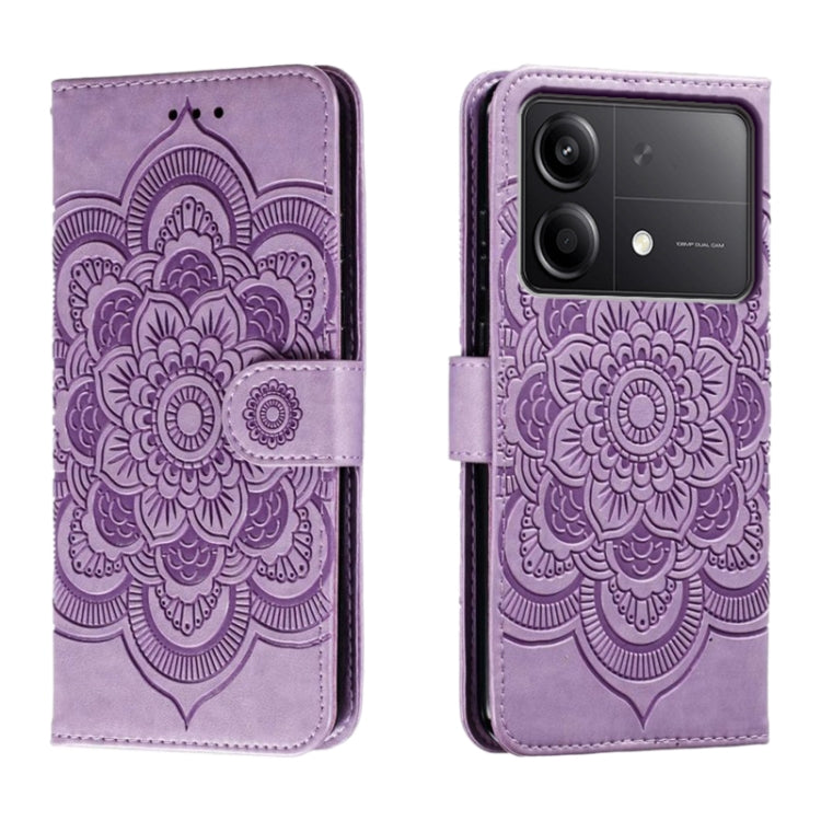 Sun Mandala Embossing Pattern Phone Leather Case, For Xiaomi Redmi Note 13 Pro 4G, For Xiaomi Redmi Note 13 4G, For Xiaomi Redmi K70E, For Xiaomi Redmi Note 13R Pro, For Xiaomi Redmi K70