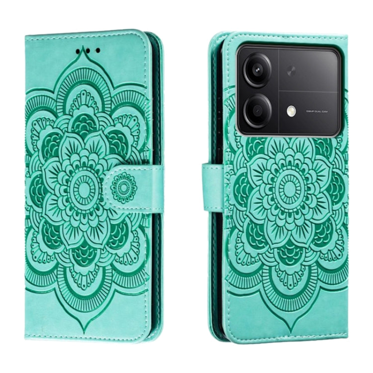 Sun Mandala Embossing Pattern Phone Leather Case, For Xiaomi Redmi Note 13 Pro 4G, For Xiaomi Redmi Note 13 4G, For Xiaomi Redmi K70E, For Xiaomi Redmi Note 13R Pro, For Xiaomi Redmi K70