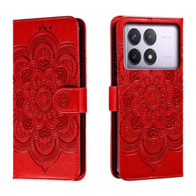 Sun Mandala Embossing Pattern Phone Leather Case, For Xiaomi Redmi Note 13 Pro 4G, For Xiaomi Redmi Note 13 4G, For Xiaomi Redmi K70E, For Xiaomi Redmi Note 13R Pro, For Xiaomi Redmi K70