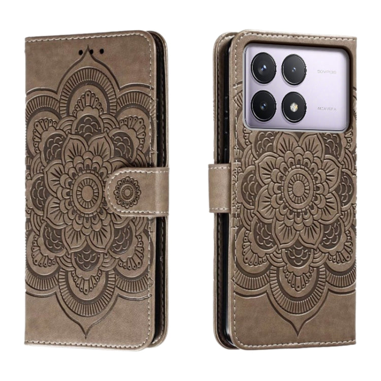 Sun Mandala Embossing Pattern Phone Leather Case, For Xiaomi Redmi Note 13 Pro 4G, For Xiaomi Redmi Note 13 4G, For Xiaomi Redmi K70E, For Xiaomi Redmi Note 13R Pro, For Xiaomi Redmi K70