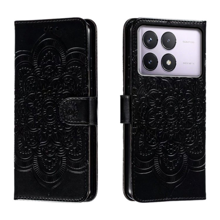 Sun Mandala Embossing Pattern Phone Leather Case, For Xiaomi Redmi Note 13 Pro 4G, For Xiaomi Redmi Note 13 4G, For Xiaomi Redmi K70E, For Xiaomi Redmi Note 13R Pro, For Xiaomi Redmi K70