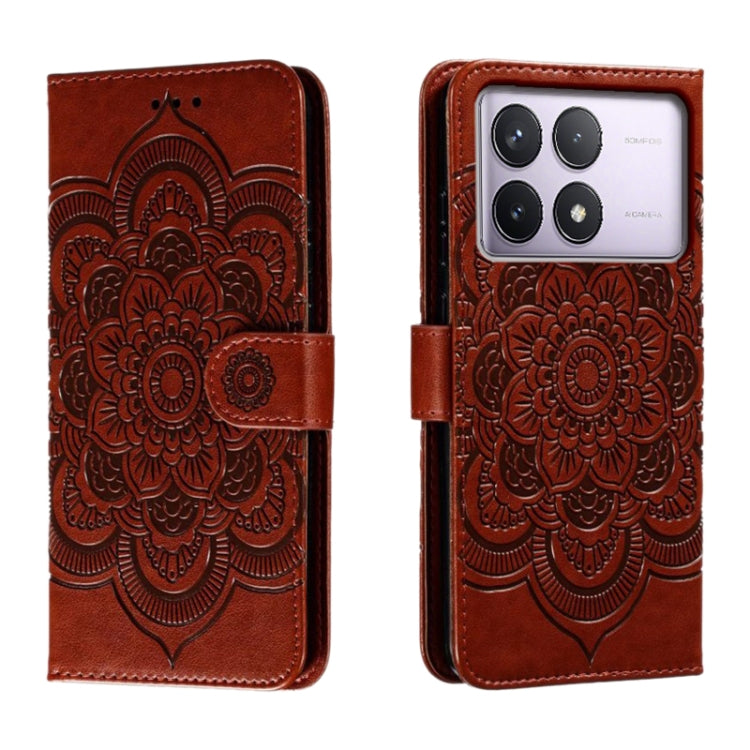Sun Mandala Embossing Pattern Phone Leather Case, For Xiaomi Redmi Note 13 Pro 4G, For Xiaomi Redmi Note 13 4G, For Xiaomi Redmi K70E, For Xiaomi Redmi Note 13R Pro, For Xiaomi Redmi K70