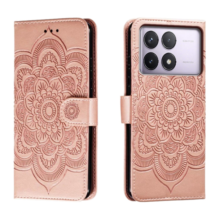 Sun Mandala Embossing Pattern Phone Leather Case, For Xiaomi Redmi Note 13 Pro 4G, For Xiaomi Redmi Note 13 4G, For Xiaomi Redmi K70E, For Xiaomi Redmi Note 13R Pro, For Xiaomi Redmi K70