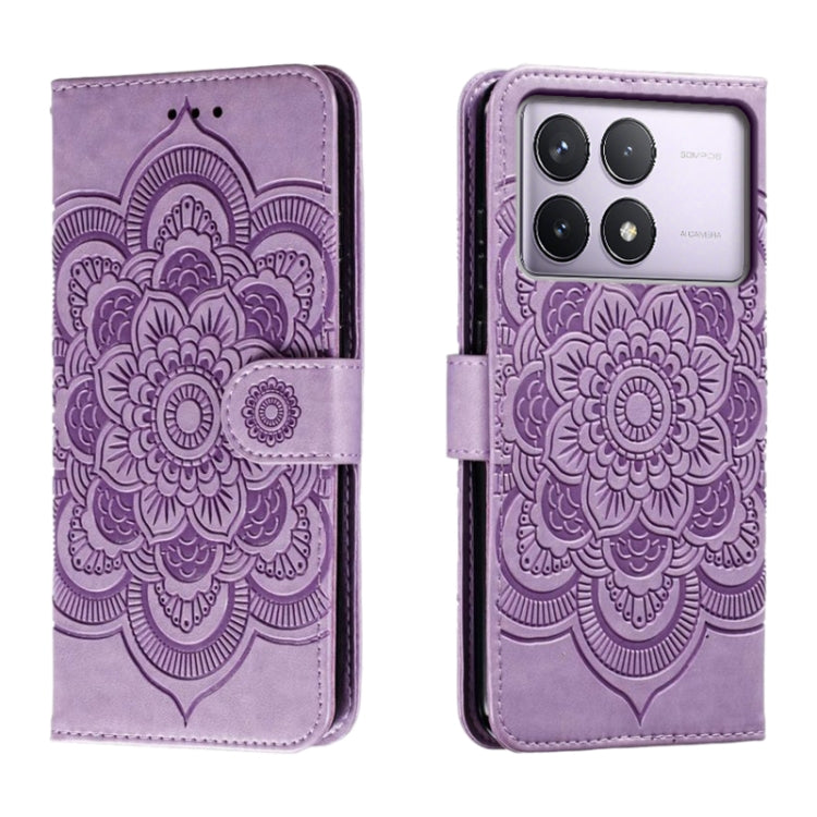 Sun Mandala Embossing Pattern Phone Leather Case, For Xiaomi Redmi Note 13 Pro 4G, For Xiaomi Redmi Note 13 4G, For Xiaomi Redmi K70E, For Xiaomi Redmi Note 13R Pro, For Xiaomi Redmi K70