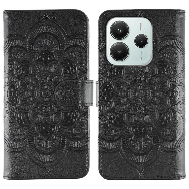 Sun Mandala Embossing Pattern Phone Leather Case, For Redmi A5 4G 171.7mm / Poco C71 4G, For Redmi Note 14 4G 164.84mm, For Redmi Note 14 Pro 4G / 5G / Note 14 Pro+, For Redmi Note14 4G 163.25mm, For Redmi Note 14 5G, For Xiaomi Redmi A3