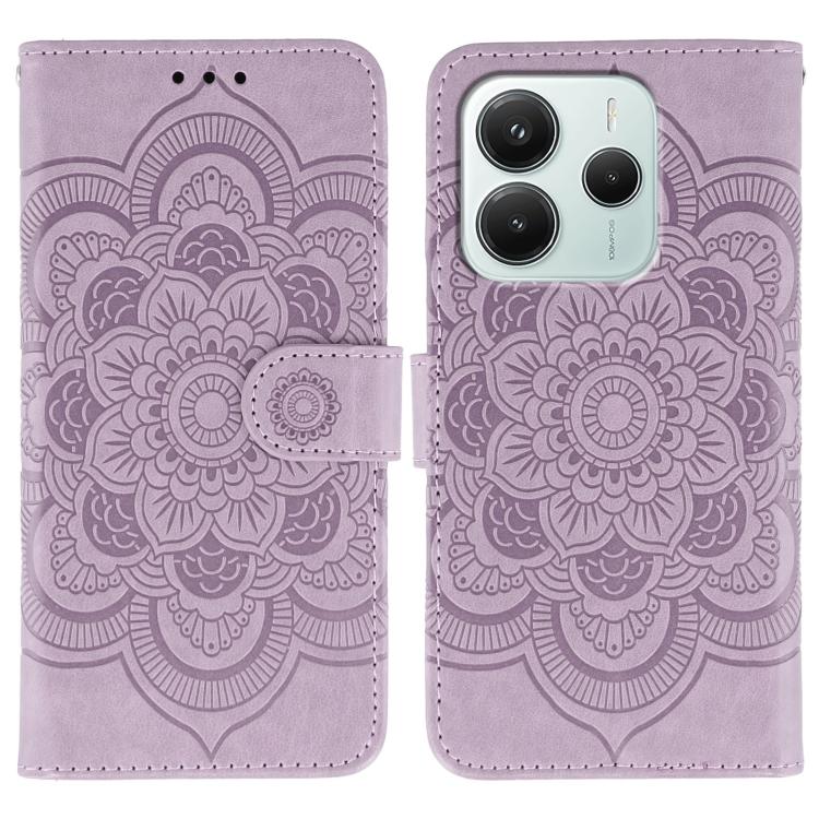 Sun Mandala Embossing Pattern Phone Leather Case, For Redmi A5 4G 171.7mm / Poco C71 4G, For Redmi Note 14 4G 164.84mm, For Redmi Note 14 Pro 4G / 5G / Note 14 Pro+, For Redmi Note14 4G 163.25mm, For Redmi Note 14 5G, For Xiaomi Redmi A3