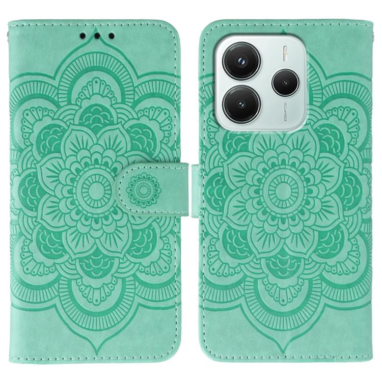 Sun Mandala Embossing Pattern Phone Leather Case, For Redmi A5 4G 171.7mm / Poco C71 4G, For Redmi Note 14 4G 164.84mm, For Redmi Note 14 Pro 4G / 5G / Note 14 Pro+, For Redmi Note14 4G 163.25mm, For Redmi Note 14 5G, For Xiaomi Redmi A3