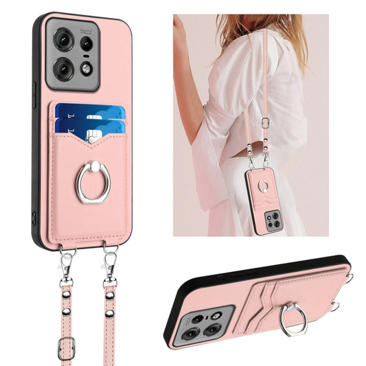 R20 Crossbody Rope Ring Card Holder Phone Case, For Motorola Edge 50 Pro EU Edition, For Motorola Moto G 5G 2024, For Motorola Moto G Play 2024 5G, For Motorola Moto G Stylus 5G 2024, For Motorola Moto G Play 2024 4G, For Motorola Moto G Power 5G 2024