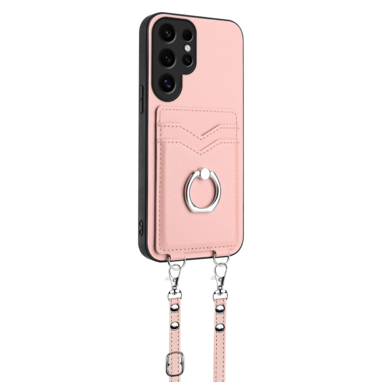 R20 Crossbody Rope Ring Card Holder Phone Case, For Samsung Galaxy S24 Ultra 5G, For Samsung Galaxy S24+ 5G, For Samsung Galaxy S24 5G, For Samsung Galaxy S23 FE 5G, For Samsung Galaxy S23 Ultra 5G, For Samsung Galaxy S23+ 5G, For Samsung Galaxy S23 5G...
