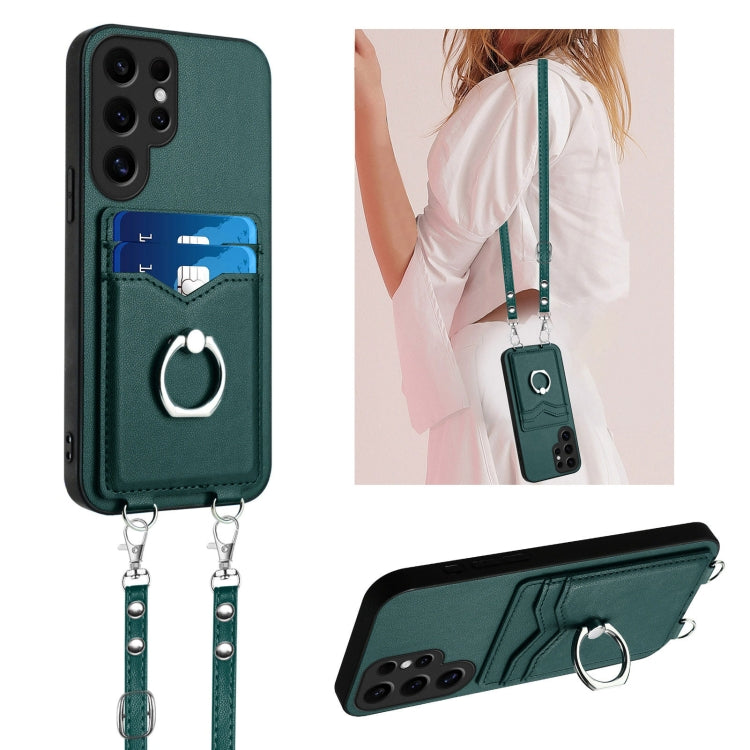 R20 Crossbody Rope Ring Card Holder Phone Case, For Samsung Galaxy S24 Ultra 5G, For Samsung Galaxy S24+ 5G, For Samsung Galaxy S24 5G, For Samsung Galaxy S23 FE 5G, For Samsung Galaxy S23 Ultra 5G, For Samsung Galaxy S23+ 5G, For Samsung Galaxy S23 5G...