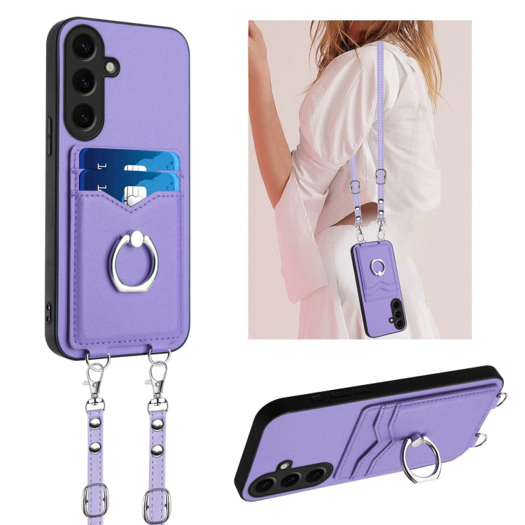 R20 Crossbody Rope Ring Card Holder Phone Case, For Samsung Galaxy S24 Ultra 5G, For Samsung Galaxy S24+ 5G, For Samsung Galaxy S24 5G, For Samsung Galaxy S23 FE 5G, For Samsung Galaxy S23 Ultra 5G, For Samsung Galaxy S23+ 5G, For Samsung Galaxy S23 5G...