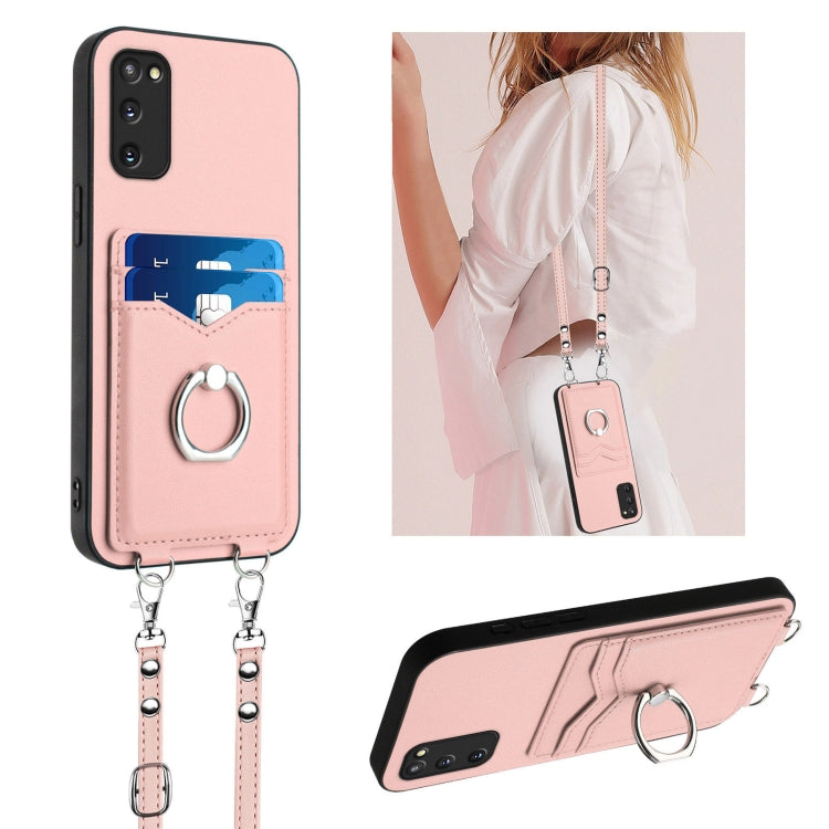 R20 Crossbody Rope Ring Card Holder Phone Case, For Samsung Galaxy S24 Ultra 5G, For Samsung Galaxy S24+ 5G, For Samsung Galaxy S24 5G, For Samsung Galaxy S23 FE 5G, For Samsung Galaxy S23 Ultra 5G, For Samsung Galaxy S23+ 5G, For Samsung Galaxy S23 5G...
